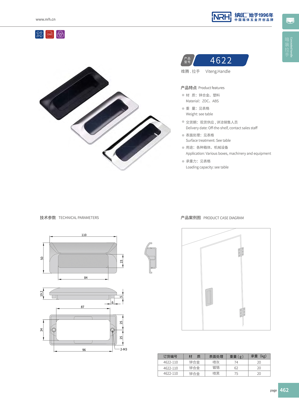 納匯/NRH 4622-110 披薩保溫箱拉手