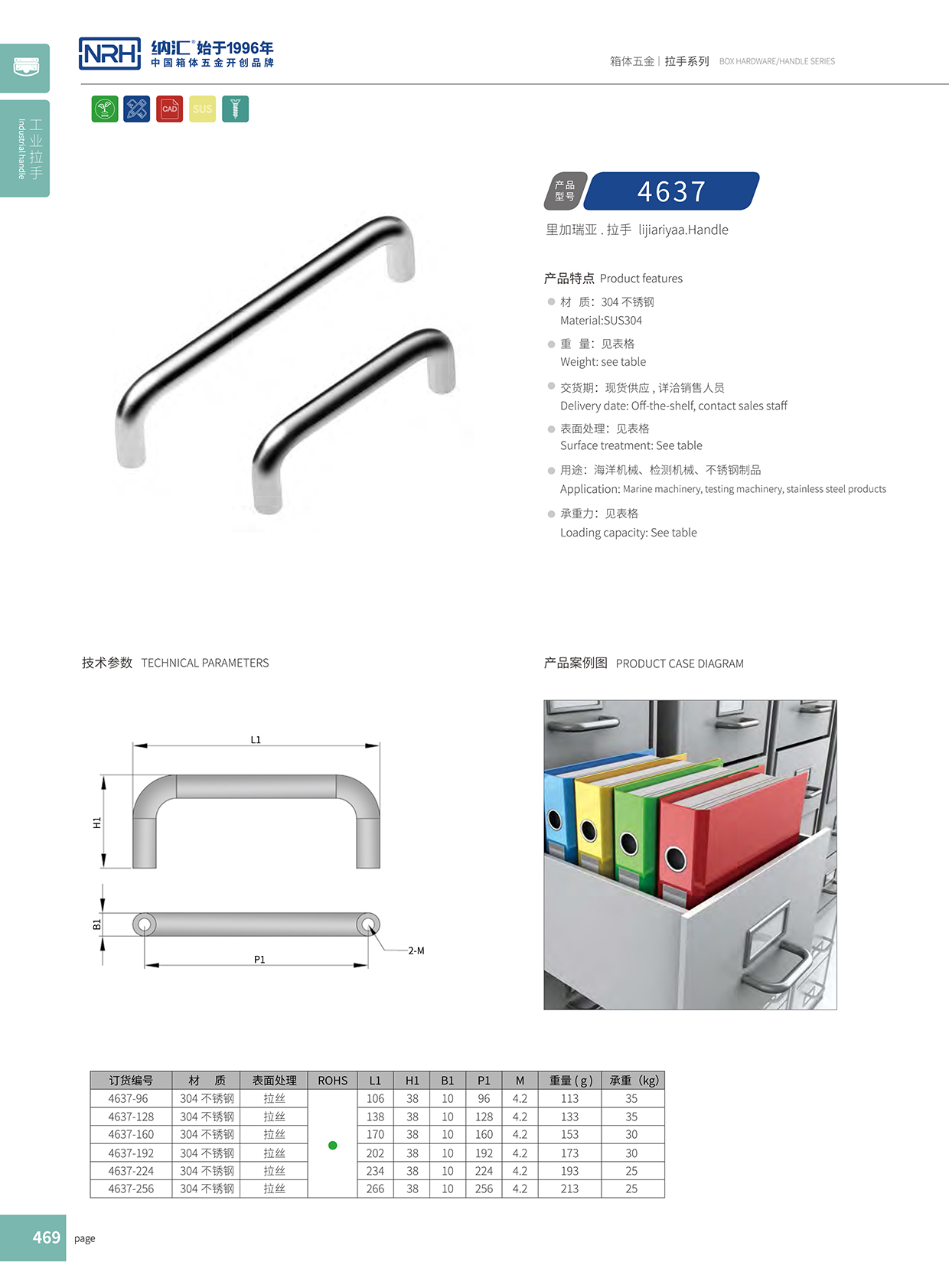 納匯/NRH 4637-320 鋁箱訂做拉手