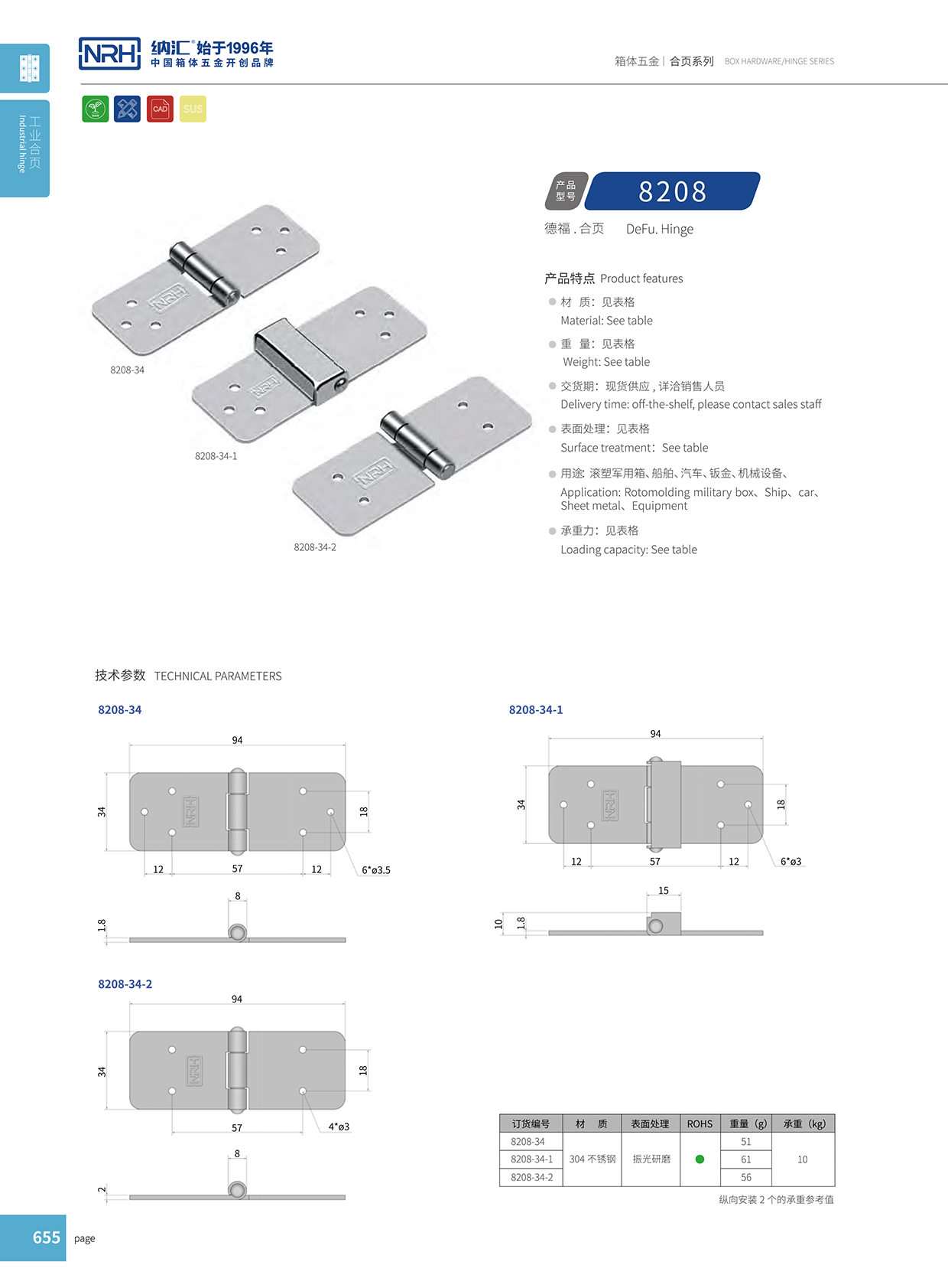 8208-34-1工業(yè)機械設(shè)備柜門鉸