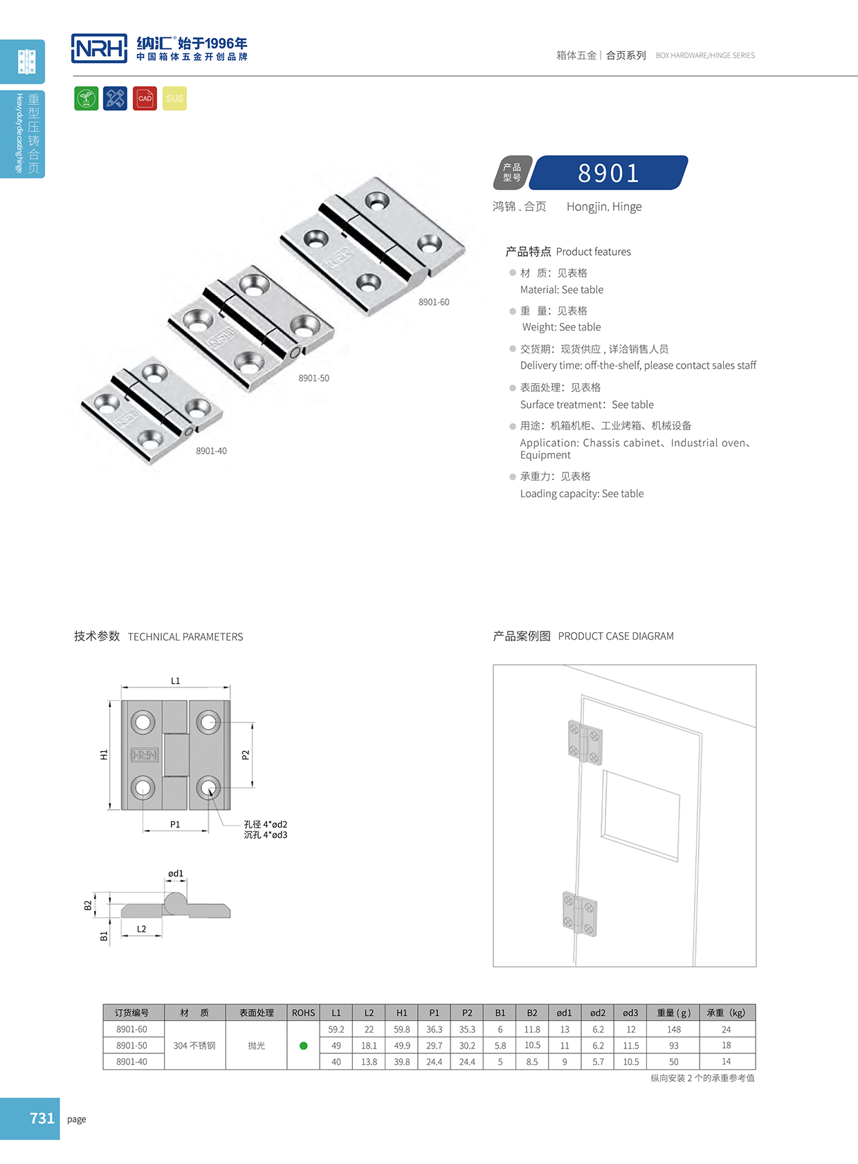 納匯/NRH 8901-50 木箱合頁(yè)