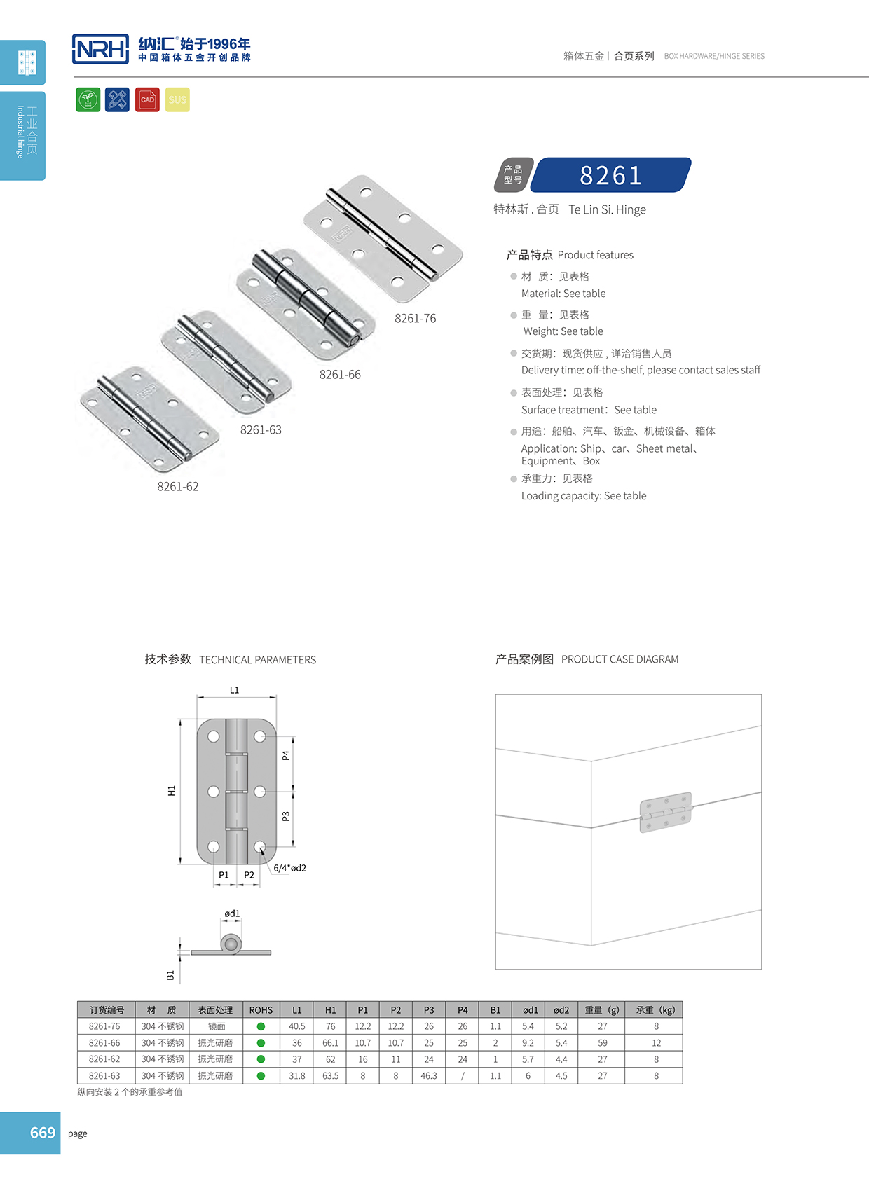 納匯/NRH 不銹鋼合頁 8261-63