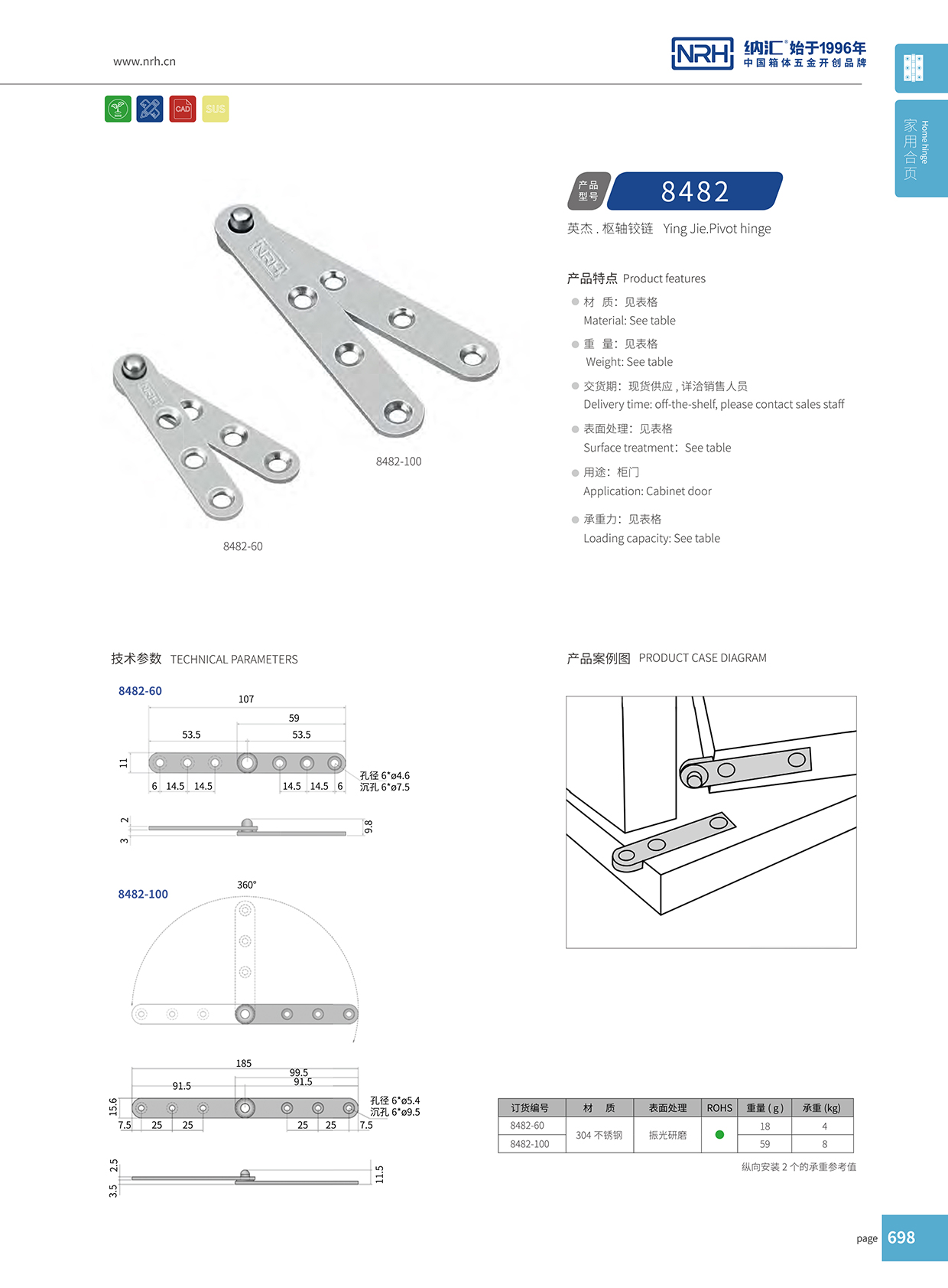 納匯/NRH 8482-100 木箱合頁(yè)